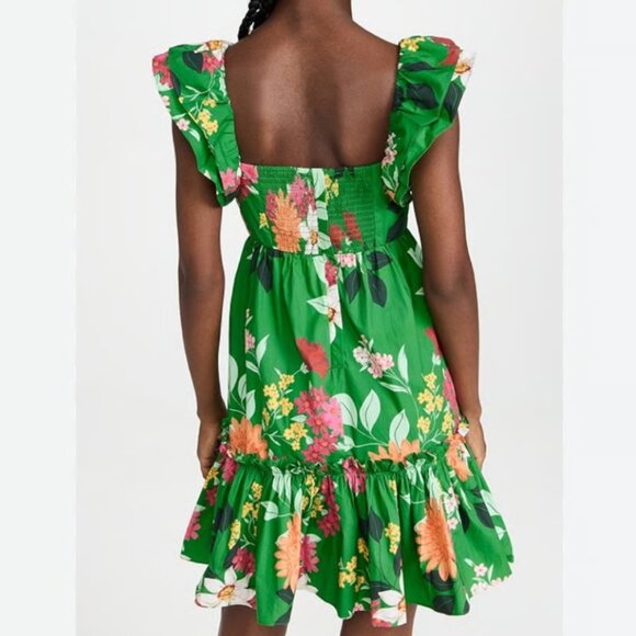 NEW Cara Cara Lexa Mini Dress Medium Punch Floral Green Cotton Causal Party - Picture 3 of 9